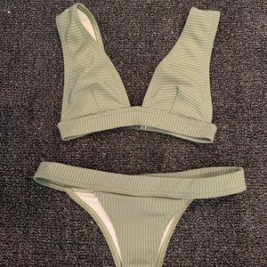green bathing suit